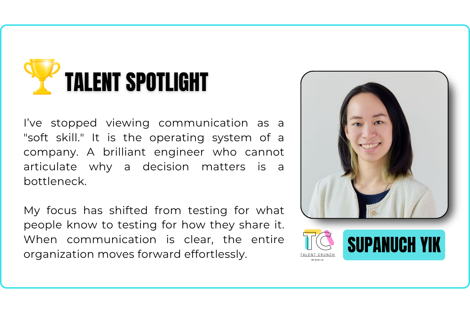 ๐ Talent Spotlight - Supanuch Yik (No. 2 - 2026)