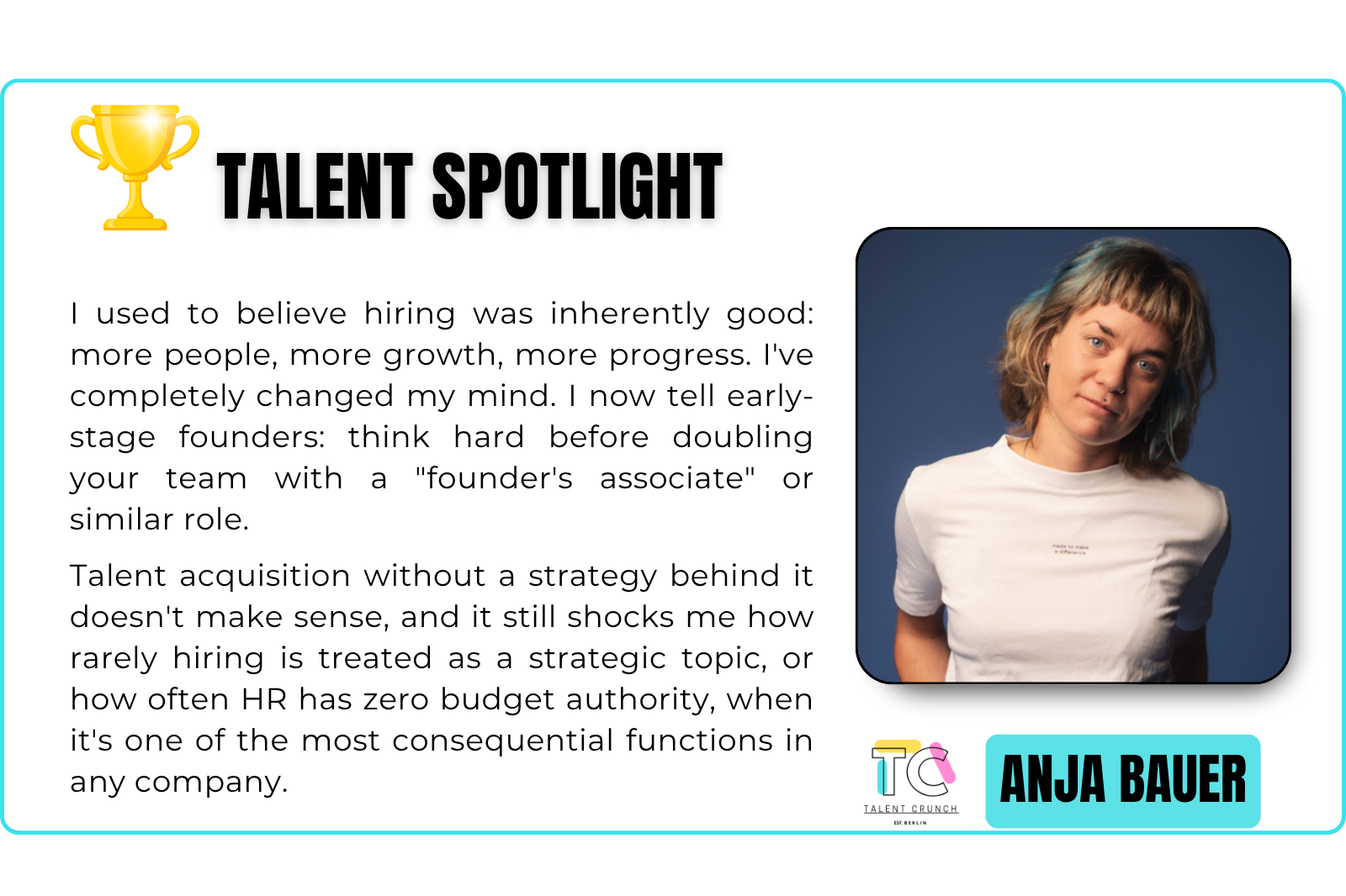 🏆 Talent Spotlight — Anja Bauer (No. 5 — 2026)