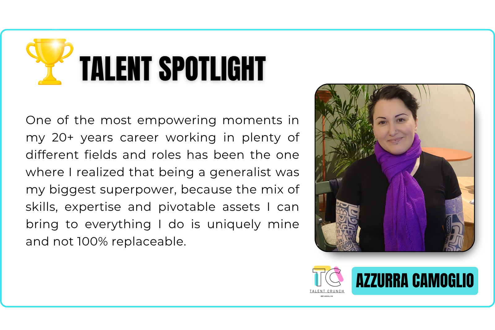 🏆 Talent Spotlight — Azzurra Camoglio (No. 7 — 2026)